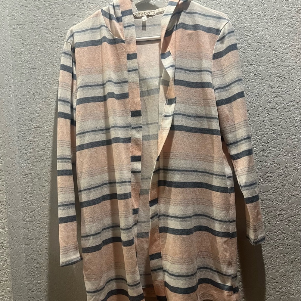 TRU Self Striped Hooded Cardigan size medium